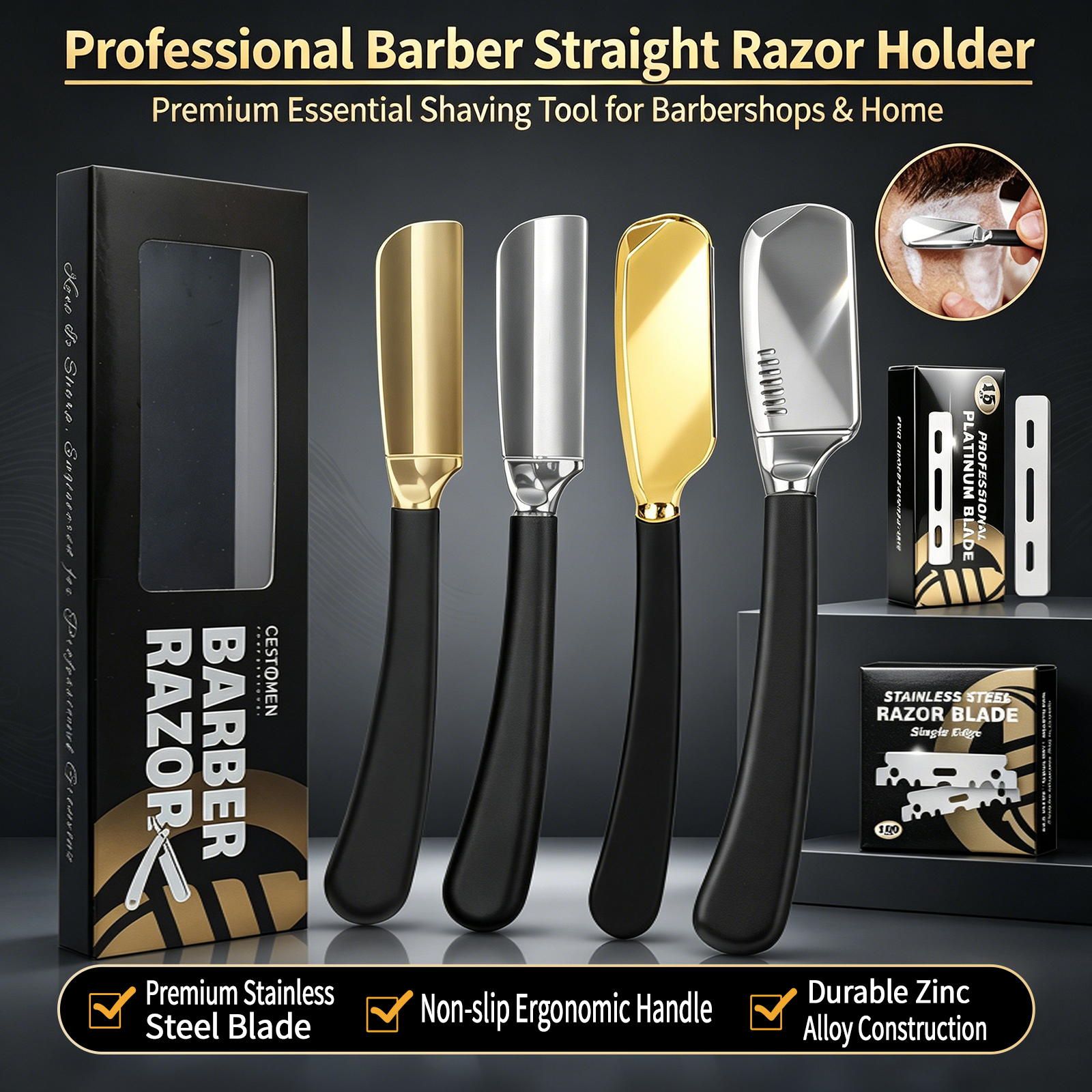 Straight Razor Safety - 1Pc Pro Baber Beard Straight Edge