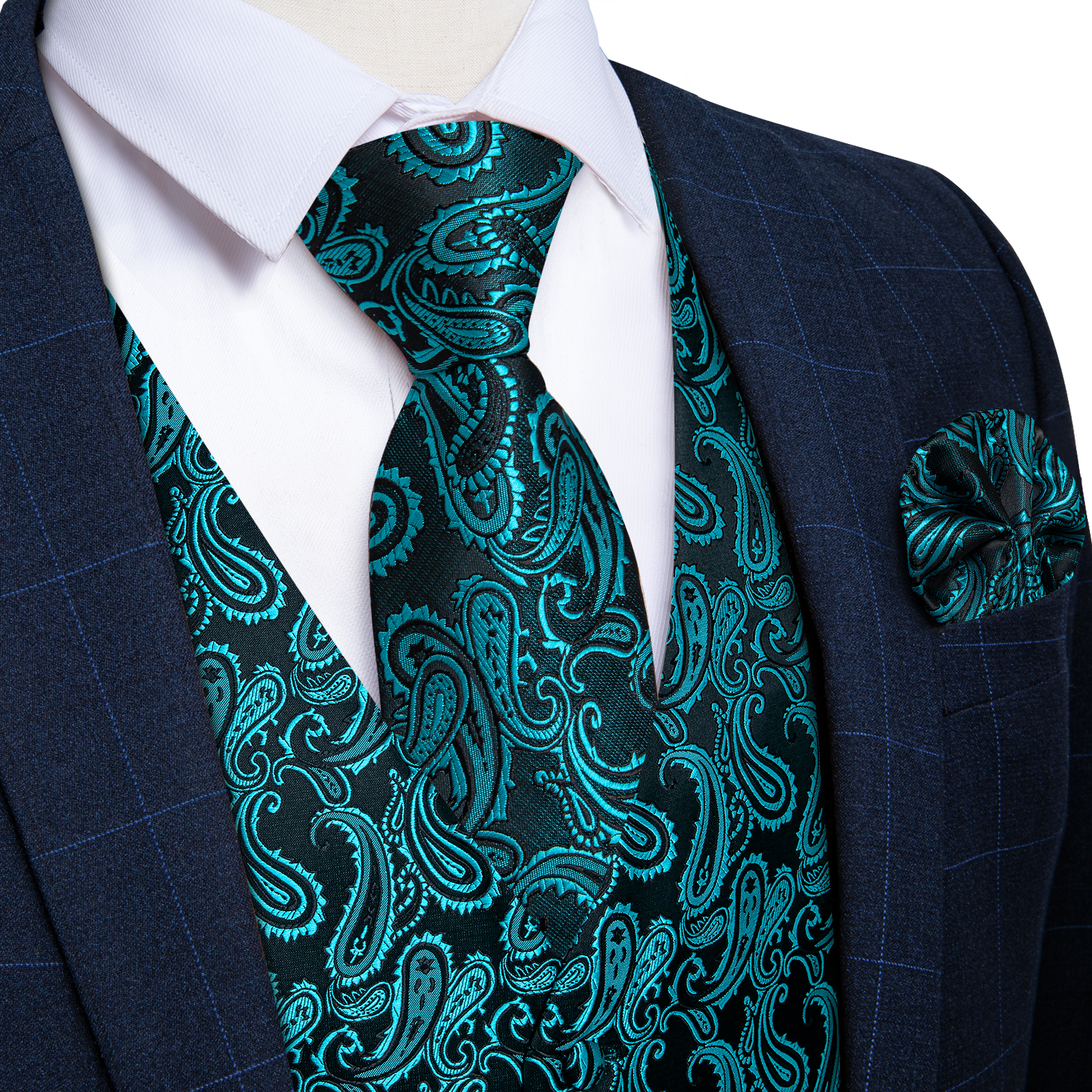 Teal Blue Paisley Suit Vest fo - Mens Grooming Kit Luxury 리뷰 및 가격