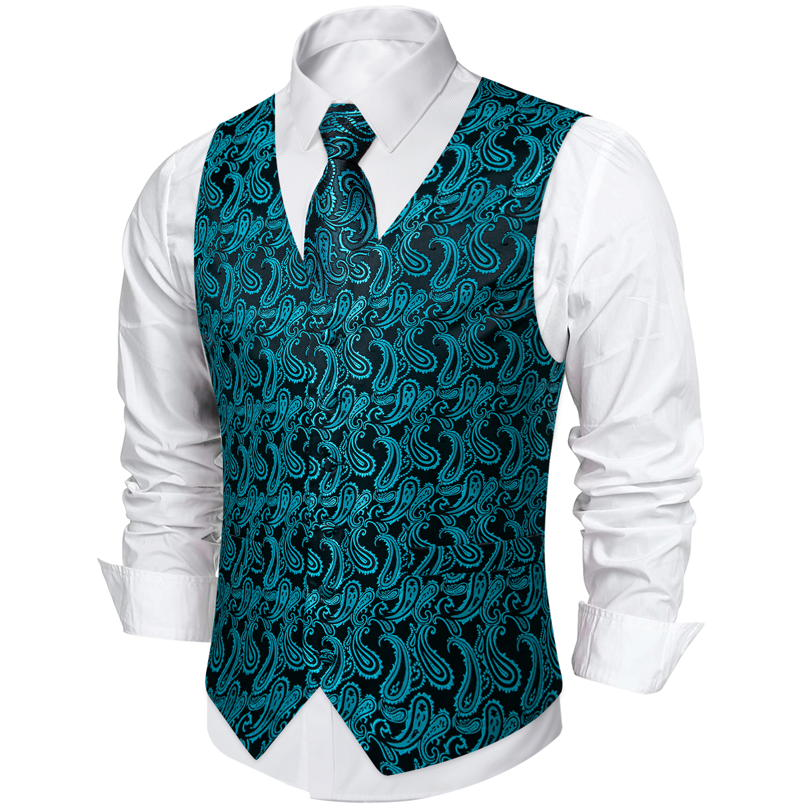 Teal Blue Paisley Suit Vest fo - Mens Grooming Kit Luxury 리뷰 및 가격