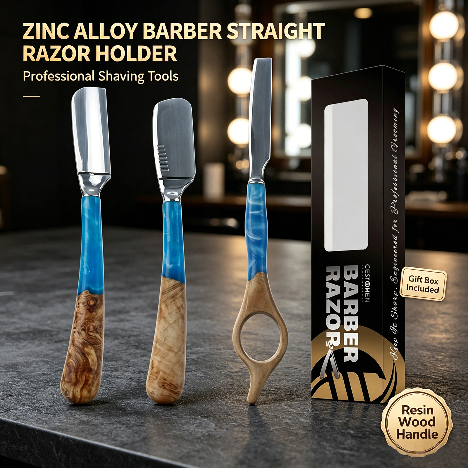 1Pcs Pro Resin Wood Handle Bar - Straight Razor Safety 리뷰 및 가격